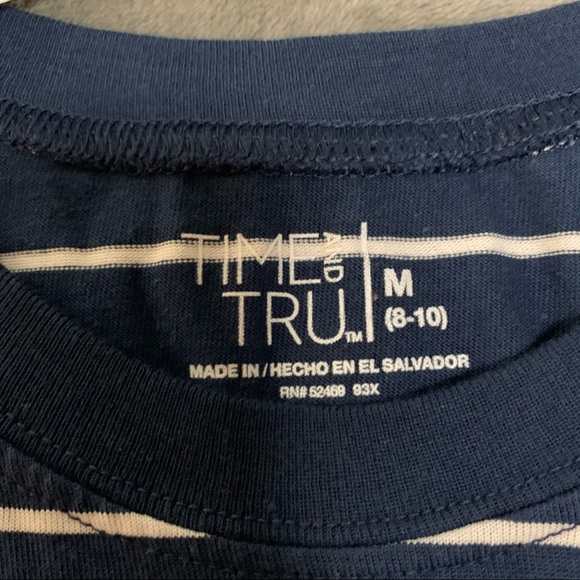 TIME AND TRU | Women’s | Navy w/ White Horizontal Striped Semi Crop Tee | M - Picture 7 of 7